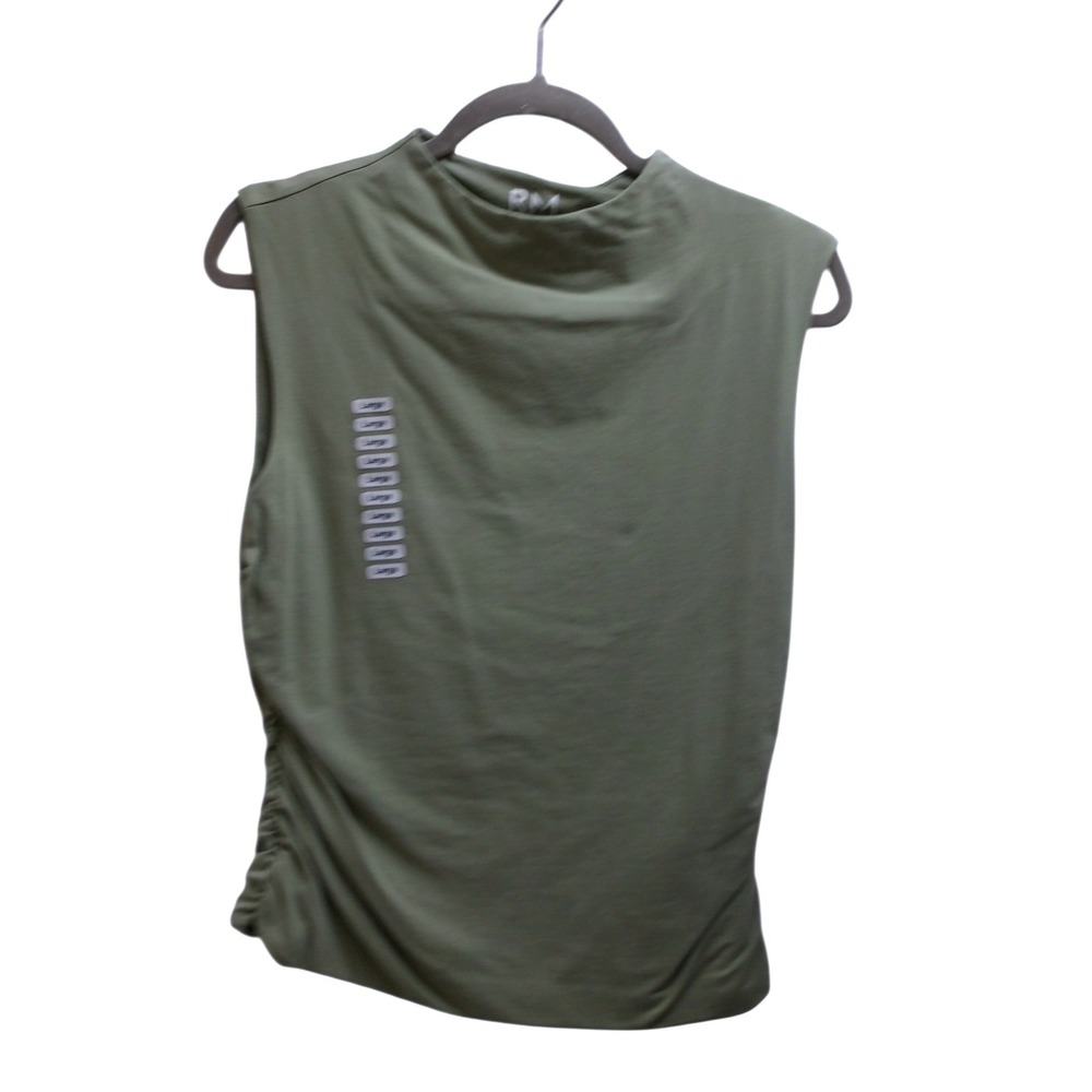 Rebecca Minkoff Olive Green Ruched Side Sleeveless Tank Top Large /#26633